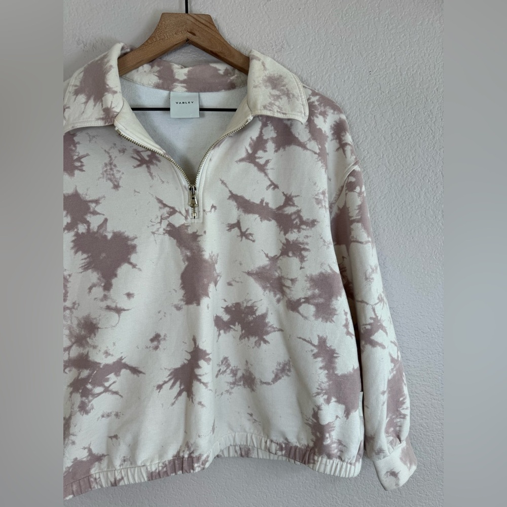 Varley Romero Sweat Half 1/2 Zip Pullover Sweatshirt in Taupe Tiedye Medium $127 - Picture 7 of 11